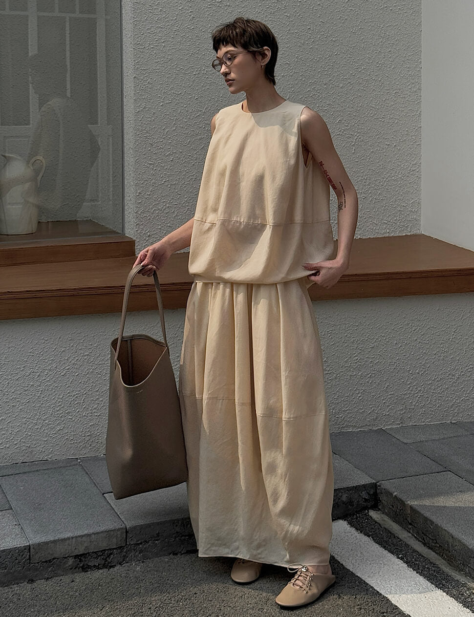 Beige Parachute Skirt