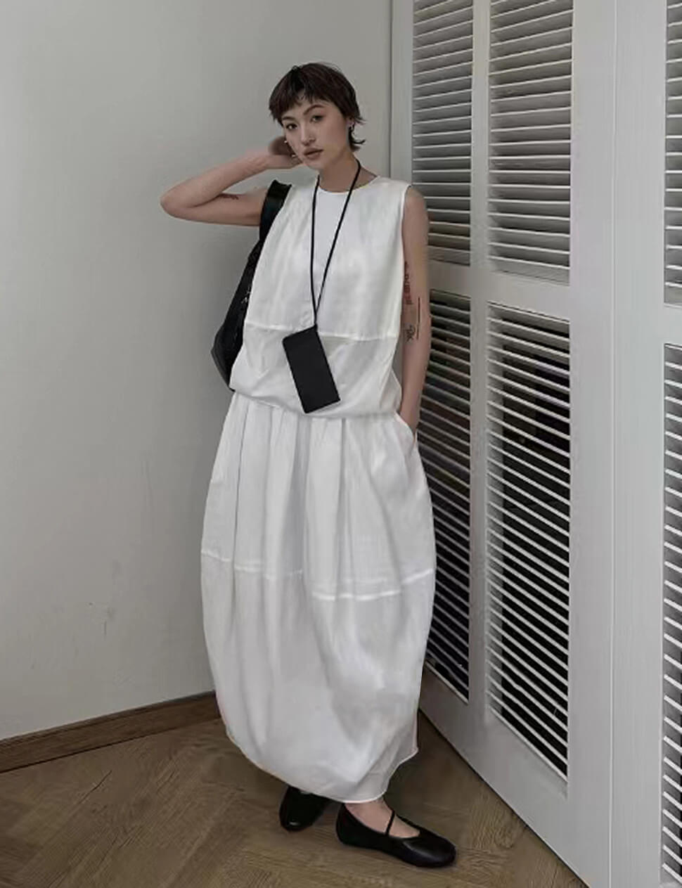 White Parachute Skirt