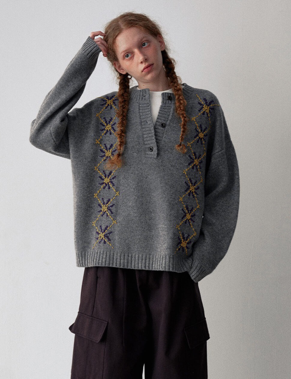 Argyle Motif Sweater