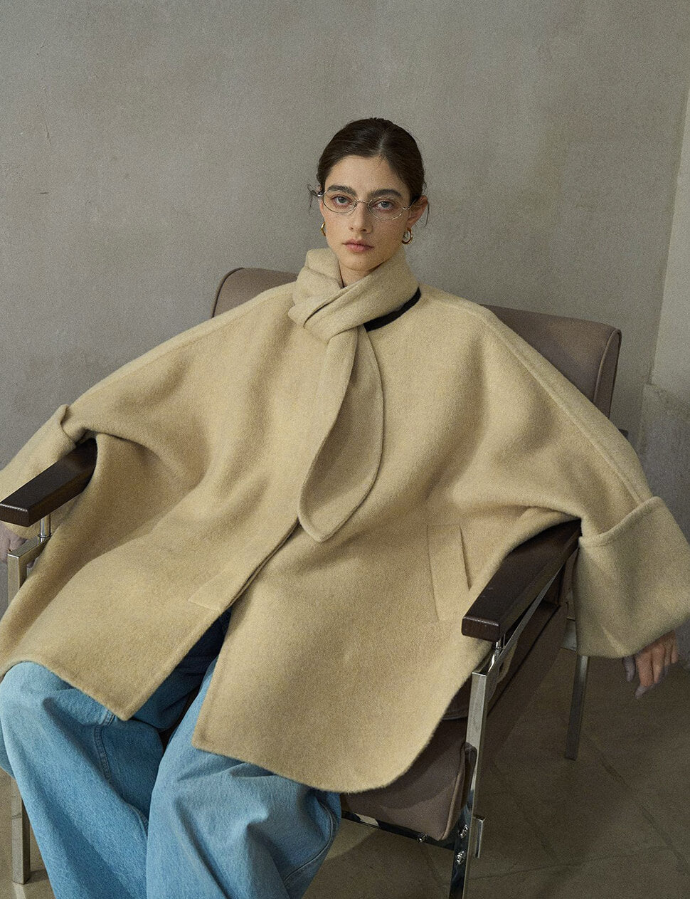Almond Oversized Scarf Coat