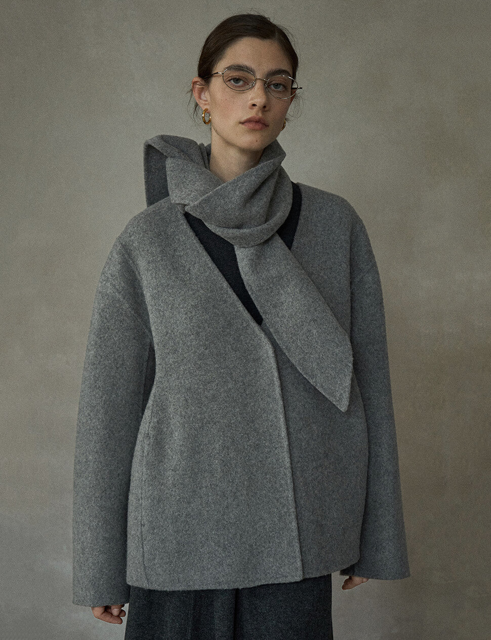 Hourglass Wool Scarf Coat