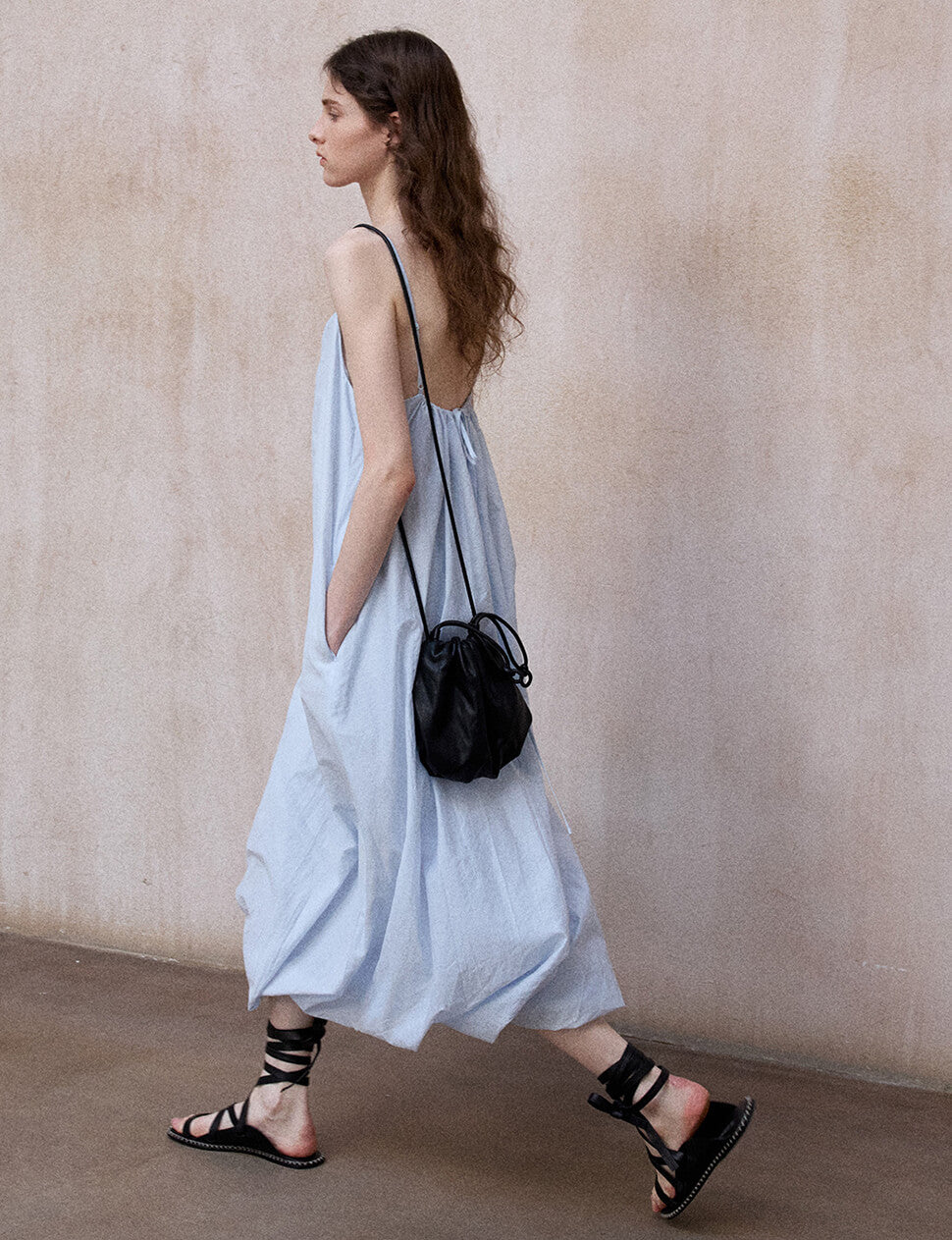 Pale Blue Bubble Hem Dress