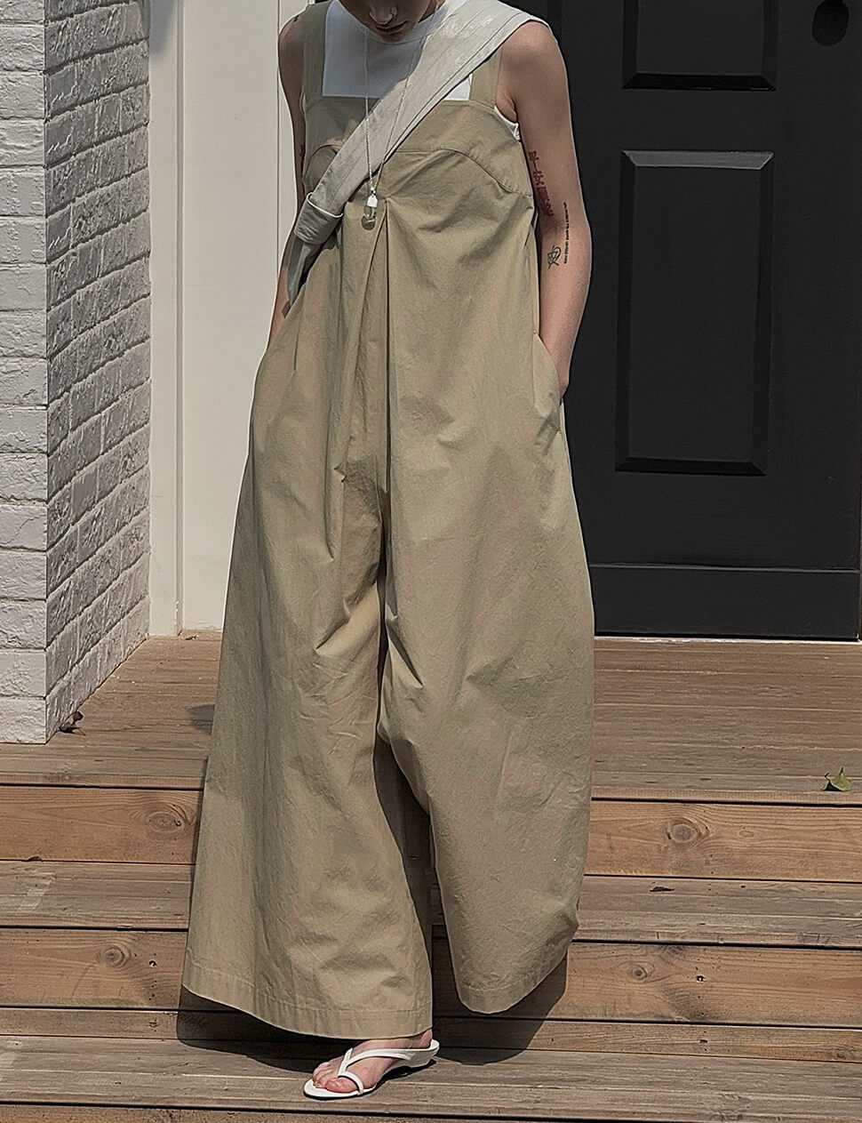 Tan Wide Leg Jumpsuit