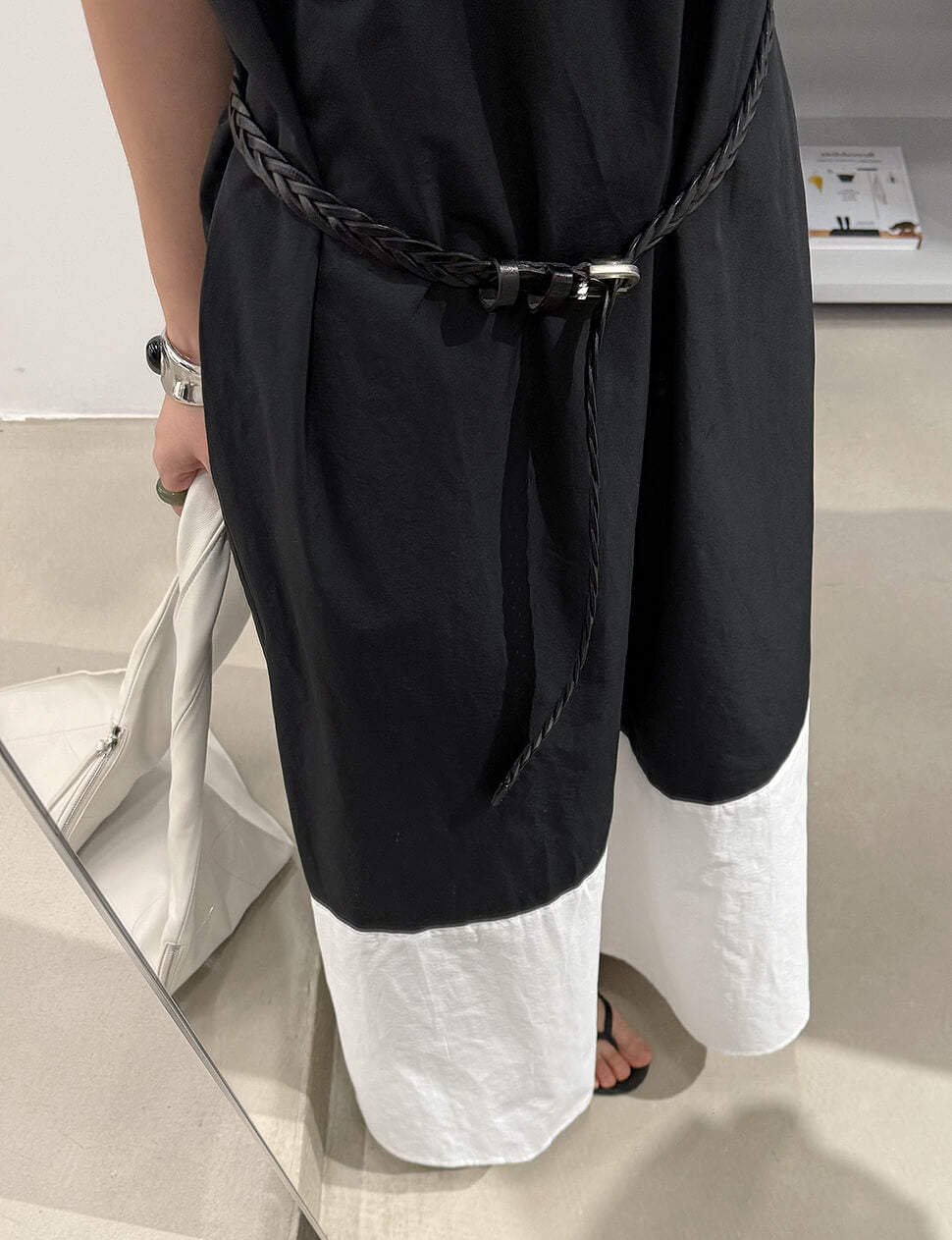 Black and White Collar Shirt Dress