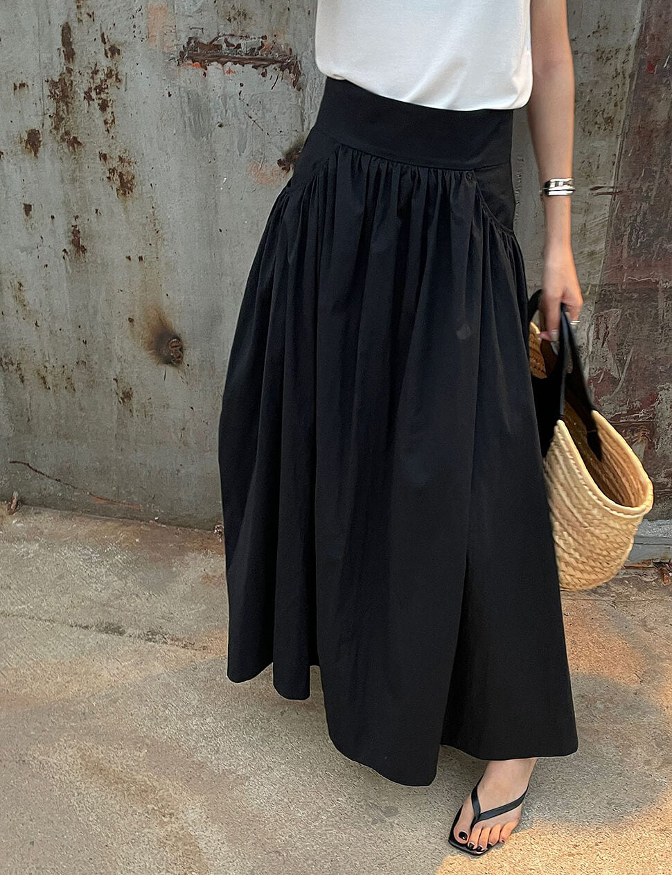 Black Poplin Skirt