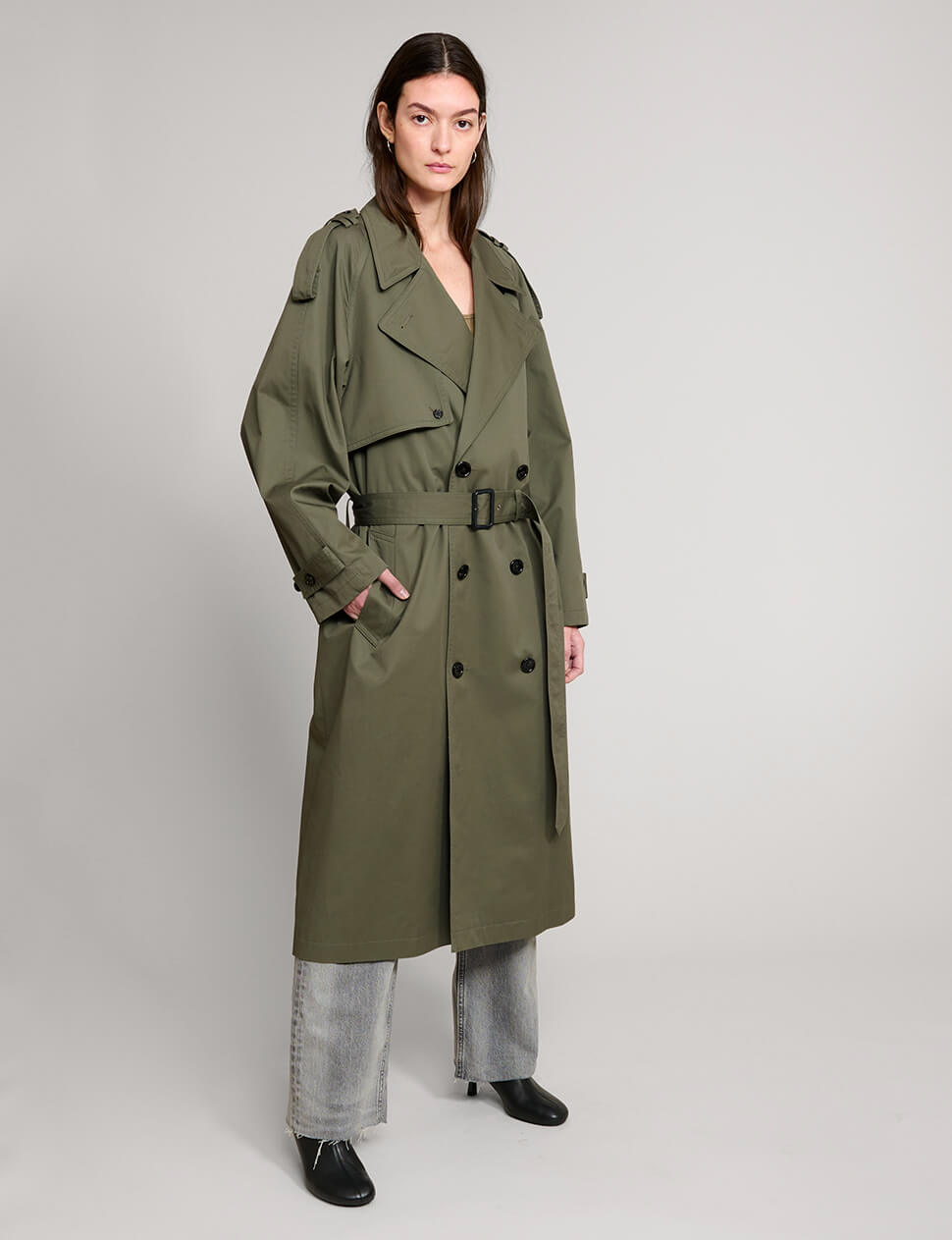 Olive Oversized Trench Jacket
