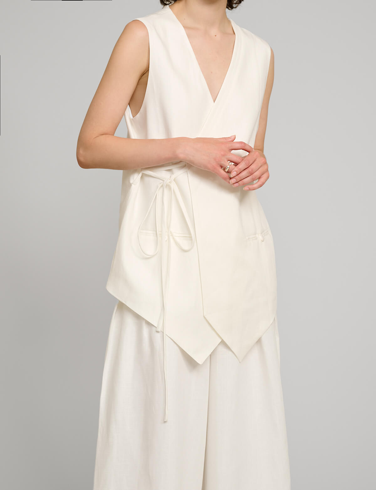 White Oversized Wrap Vest