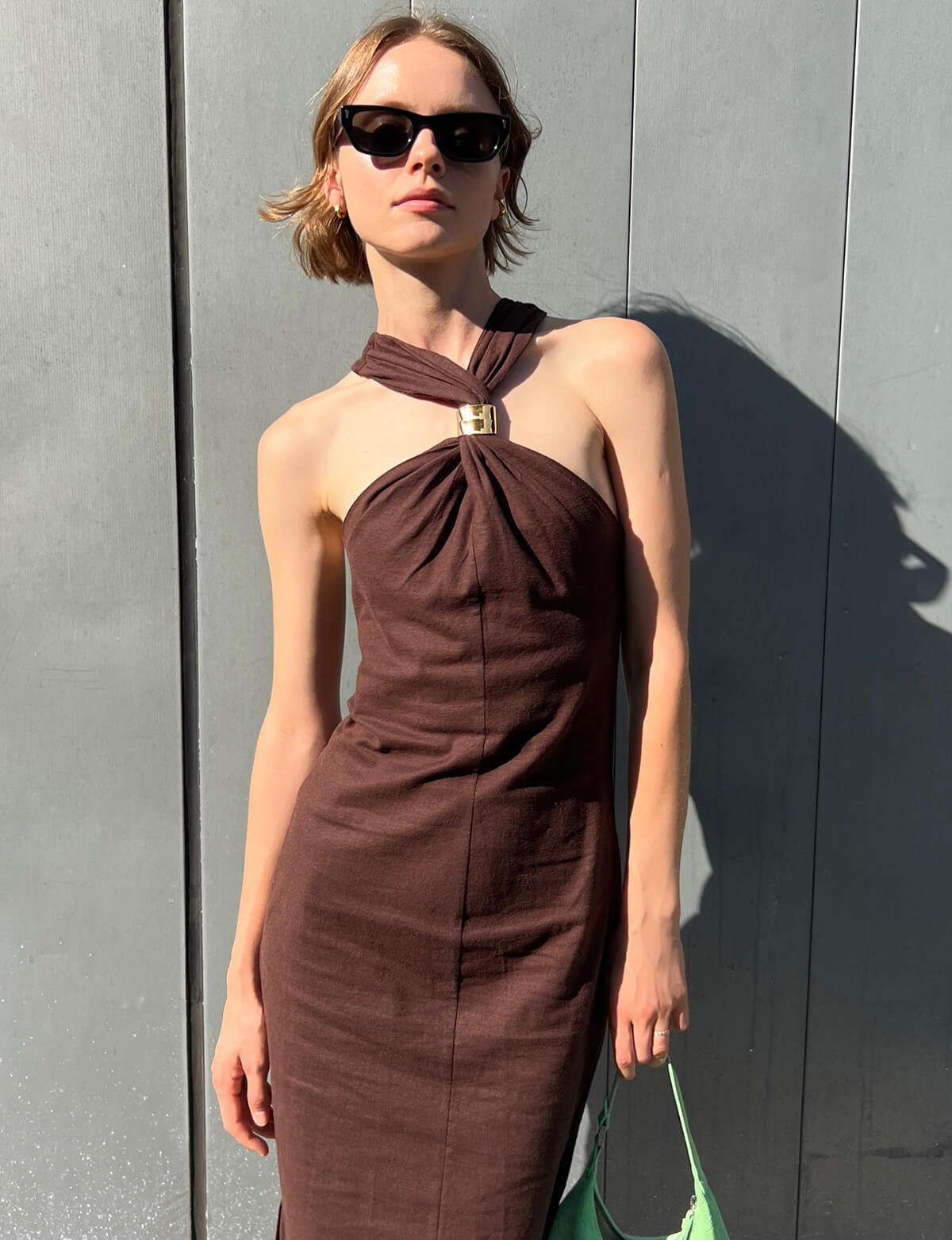 Attica Linen Gold Cuff Dress-BESTSELLER