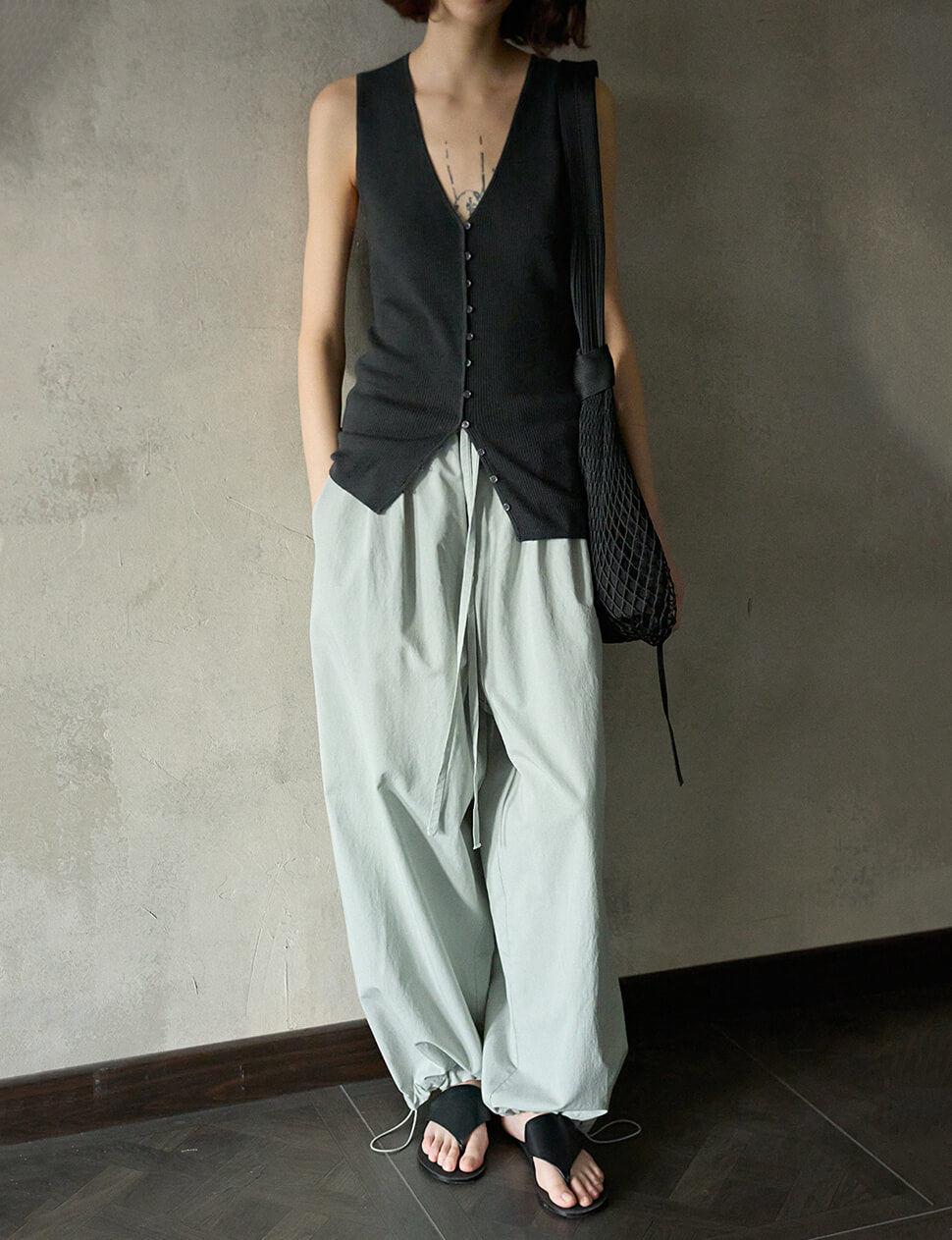 Grey Parachute Pants