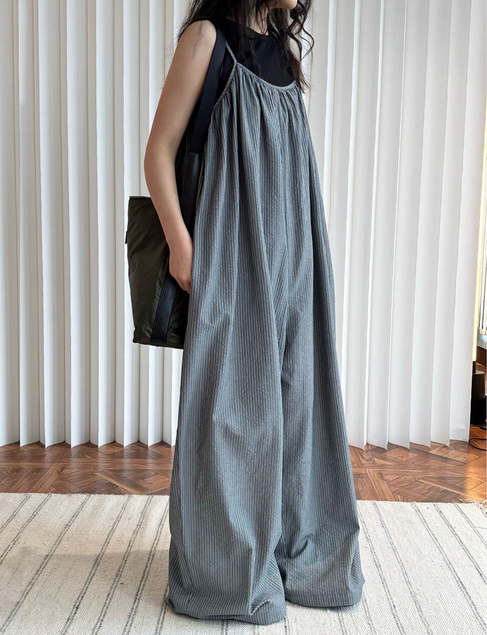 Oversized Blue Stripe Jumpsuit