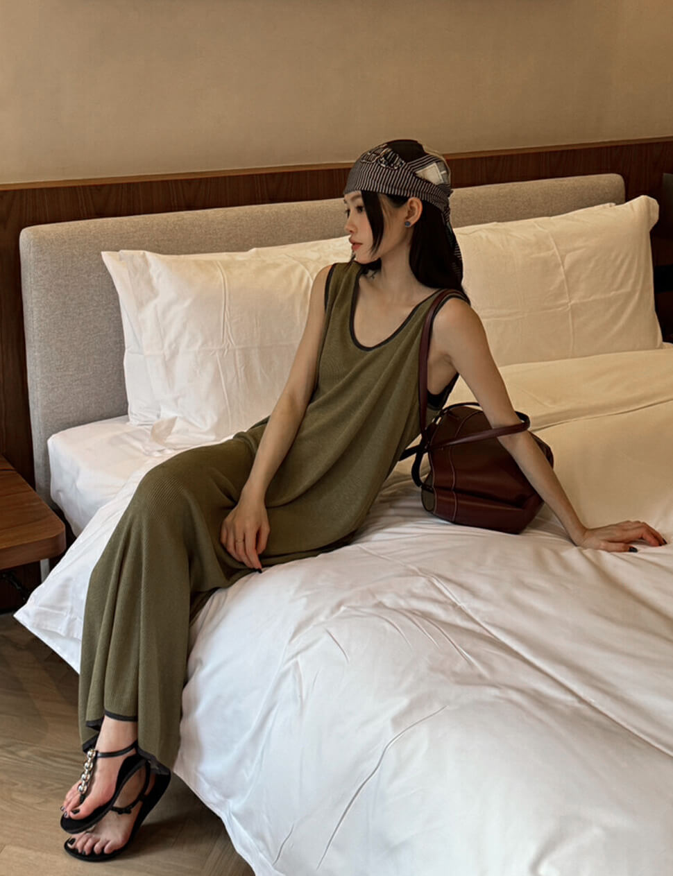 Olive Contrast Knit Dress