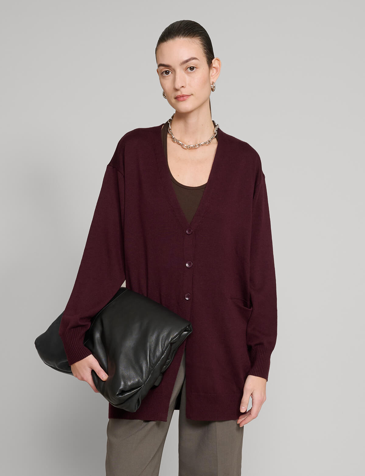 Burgundy Long Cardigan