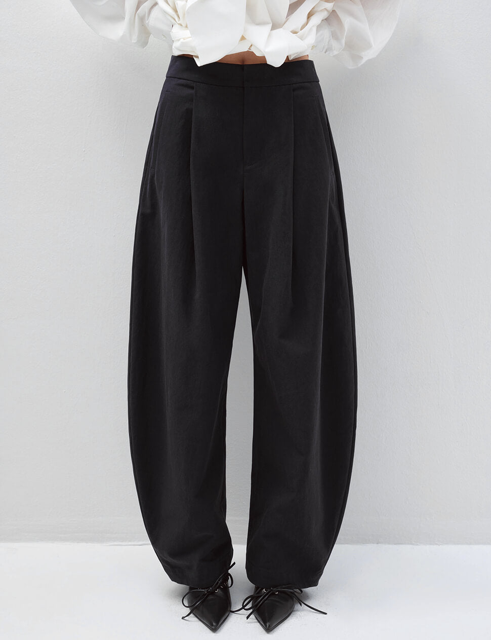 Dark Navy High Waist Barrel Leg Pants
