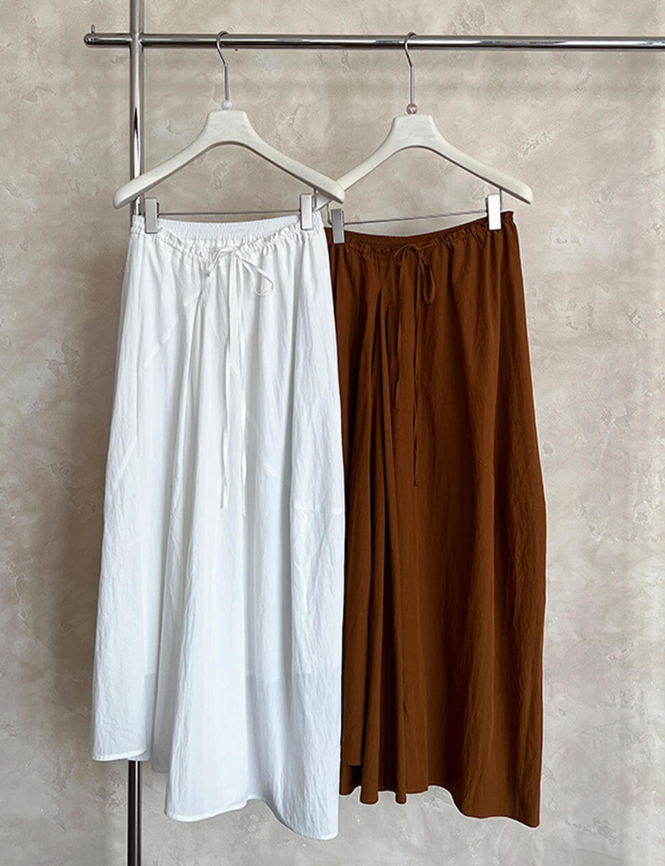 Gathered Drawstring Maxi Skirt