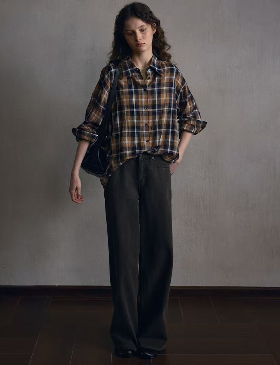 Brown Plaid Oversize Shirt