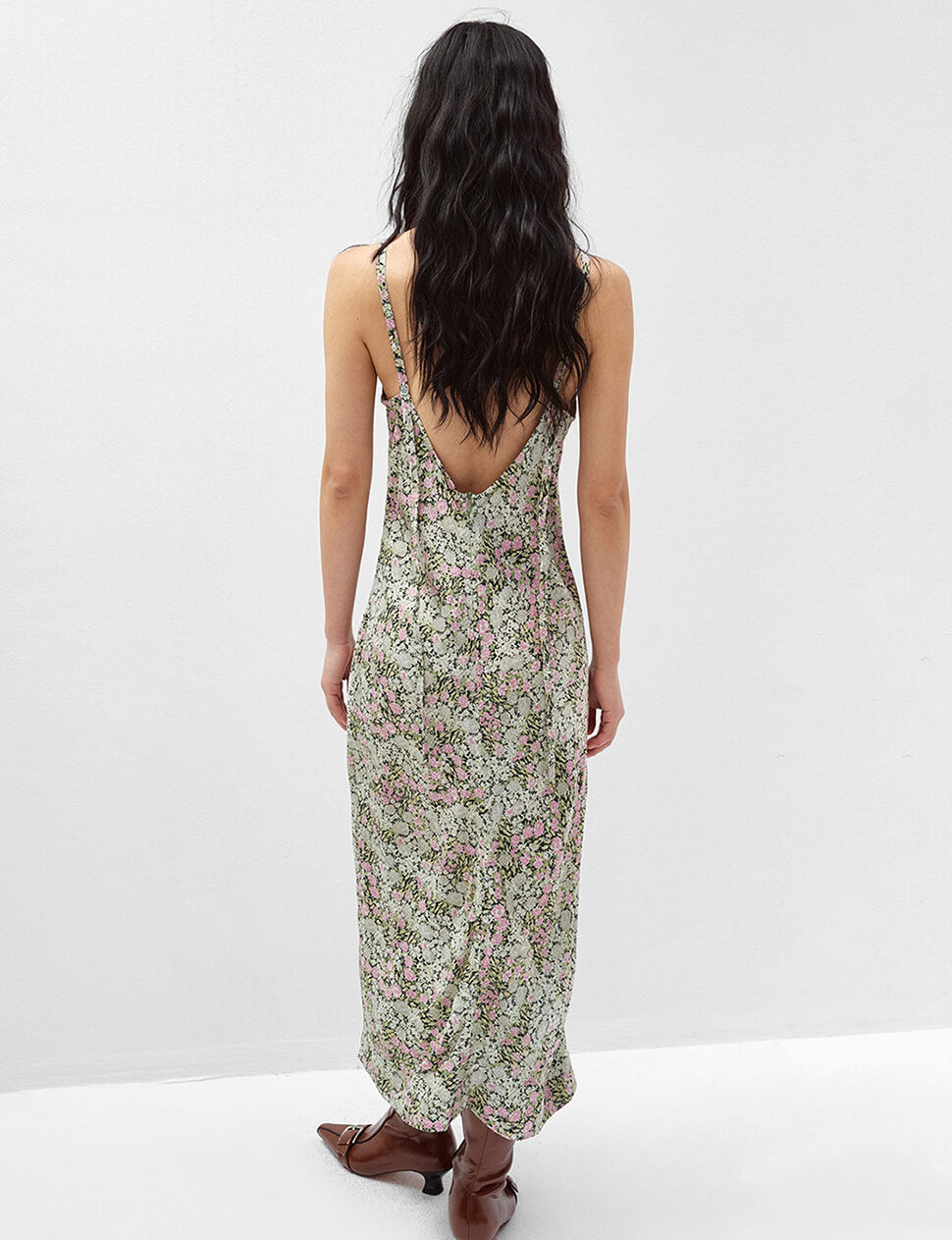 Floral Satin Slip Midi Dress