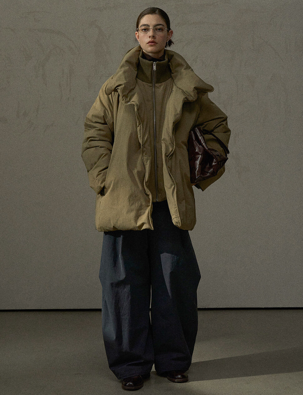 Khaki Layered Puffy Jacket