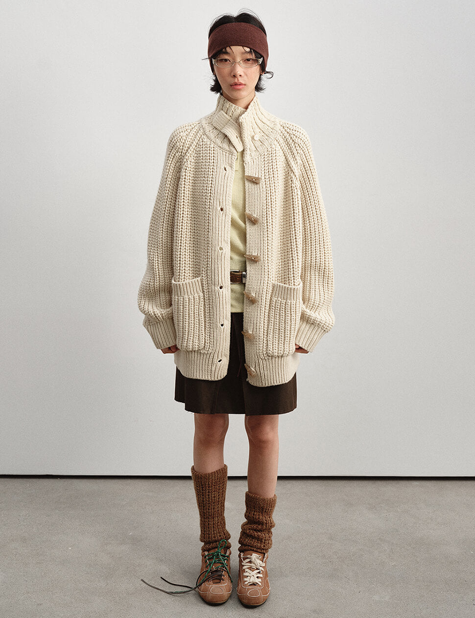 Ivory Horn-Hook Chunky Cardigan
