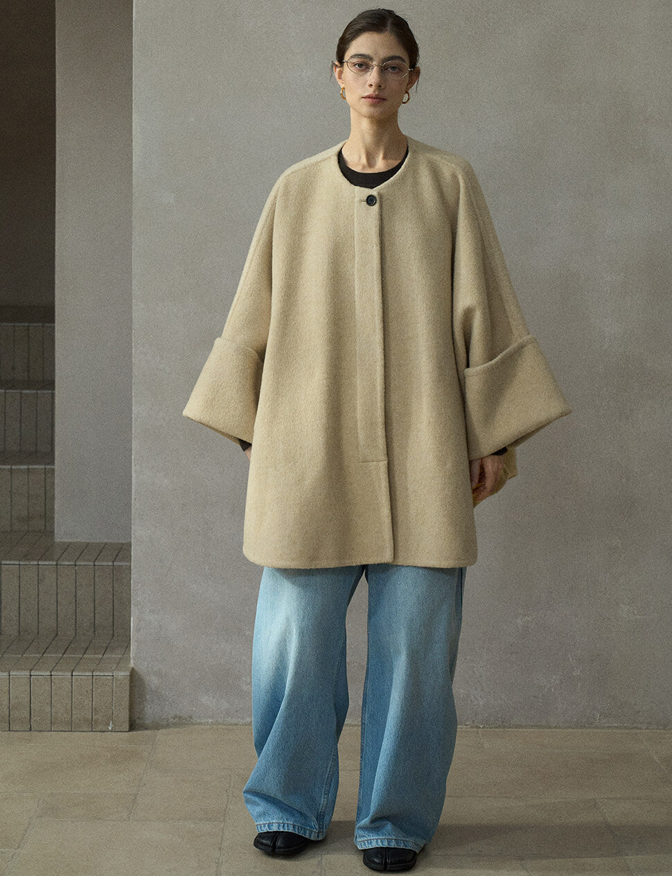 Almond Oversized Scarf Coat