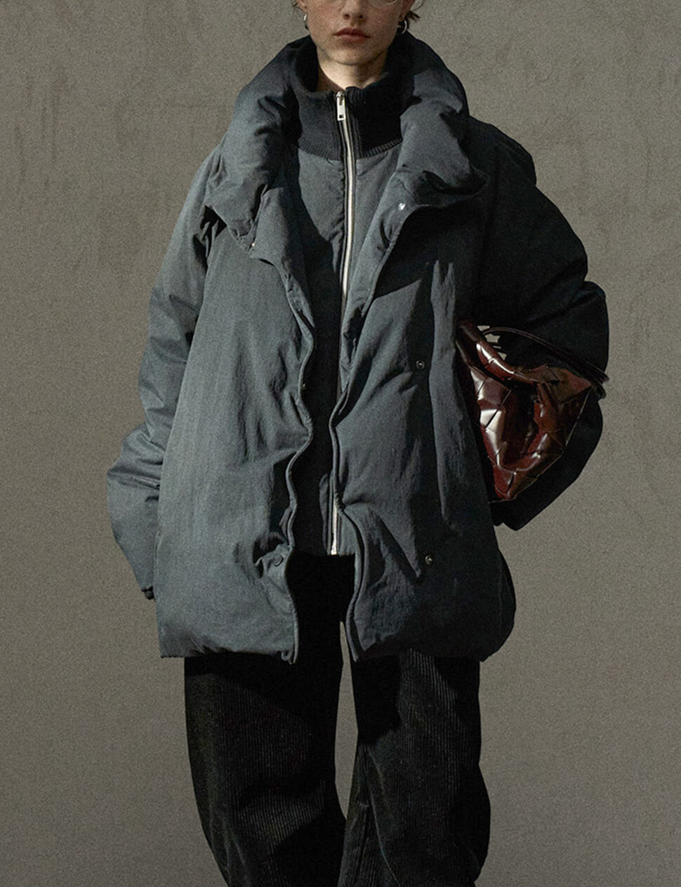 Black Layered Puffy Jacket