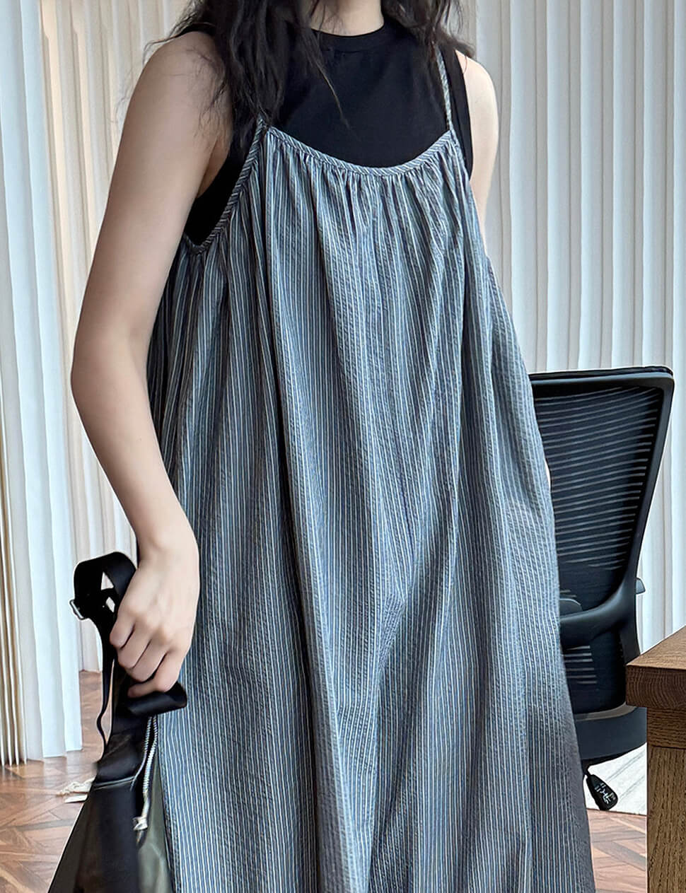 Oversized Blue Stripe Jumpsuit