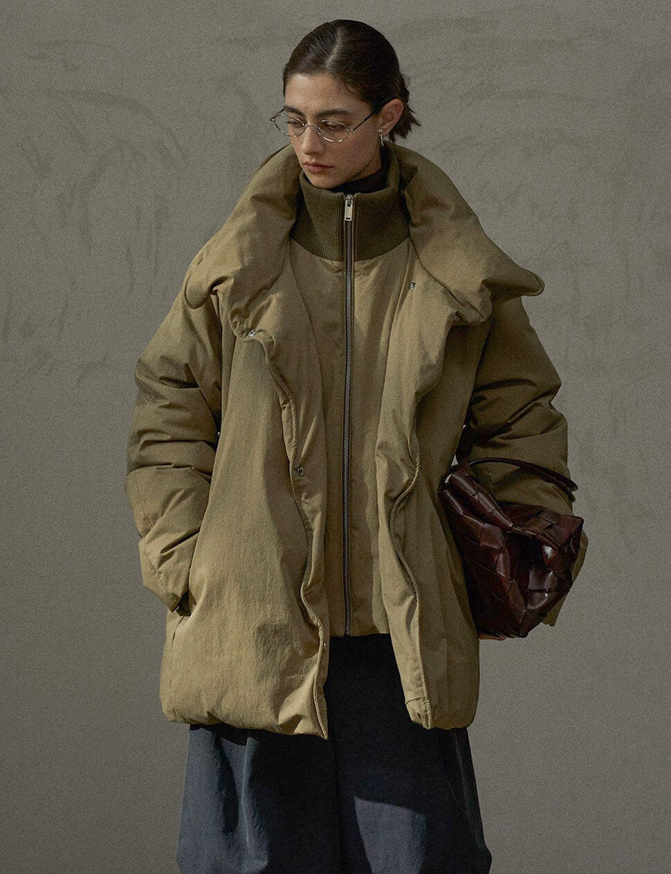 Khaki Layered Puffy Jacket