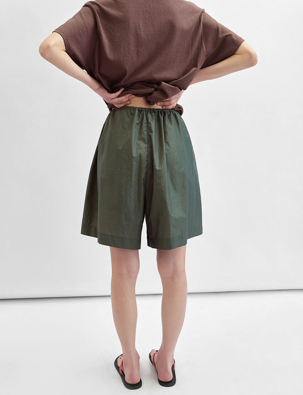 Olive Relaxed Drawstring Shorts