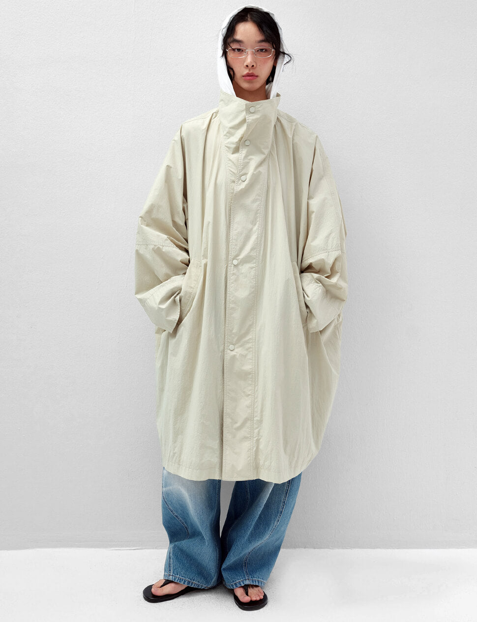 Stone Oversized Longline Shirt Coat