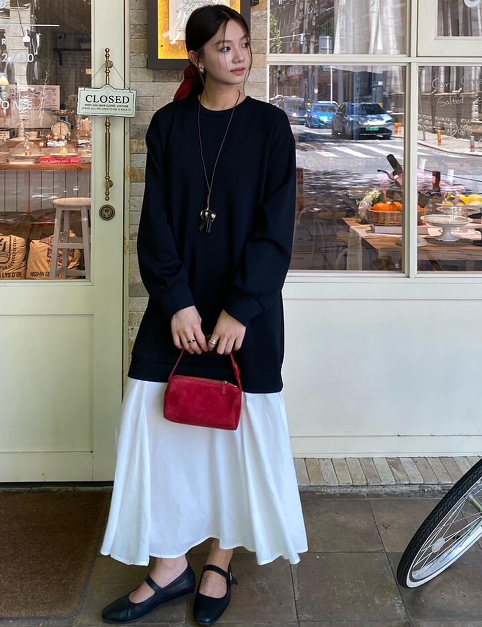 Black Contrast Sweatshirt Dress