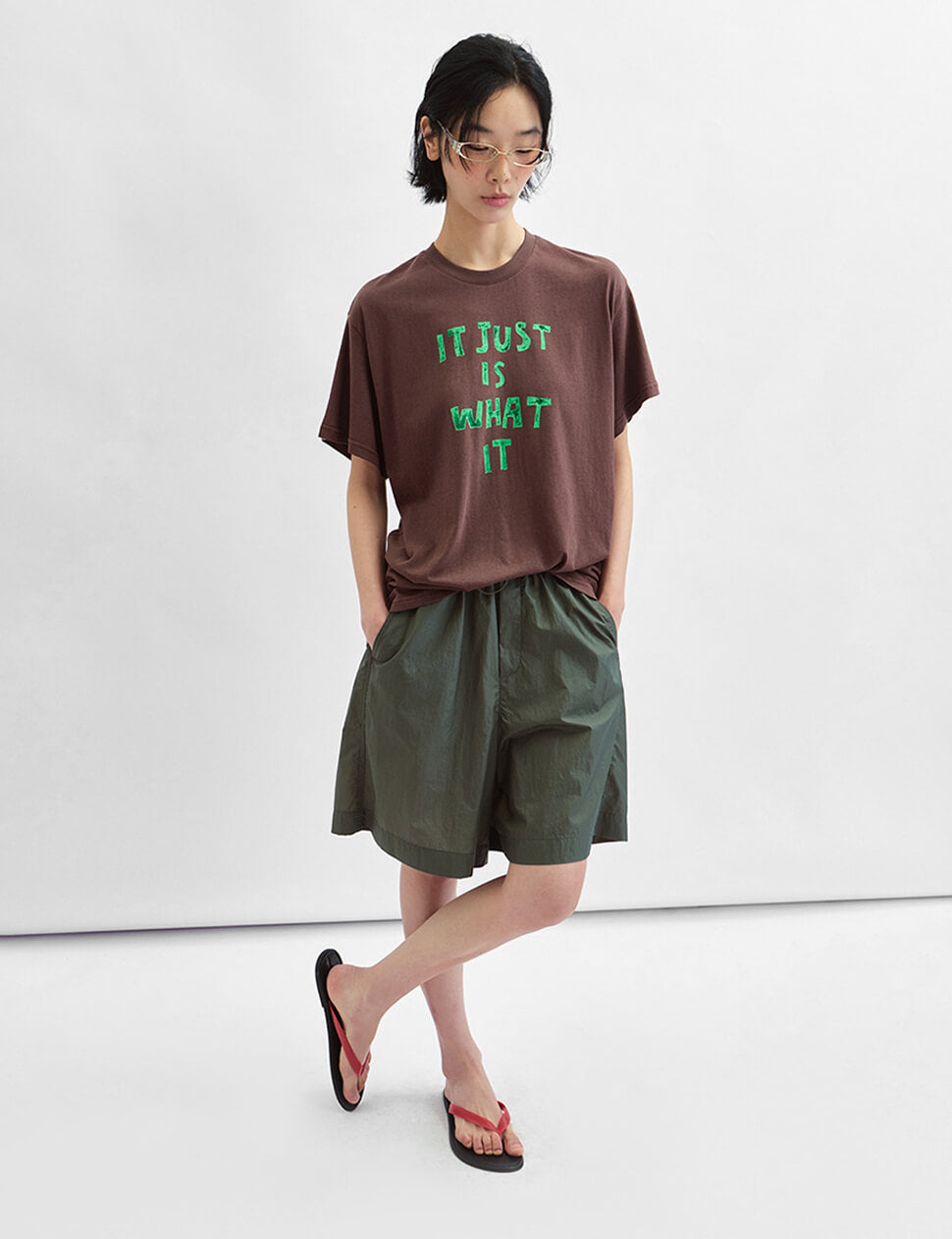 Olive Relaxed Drawstring Shorts