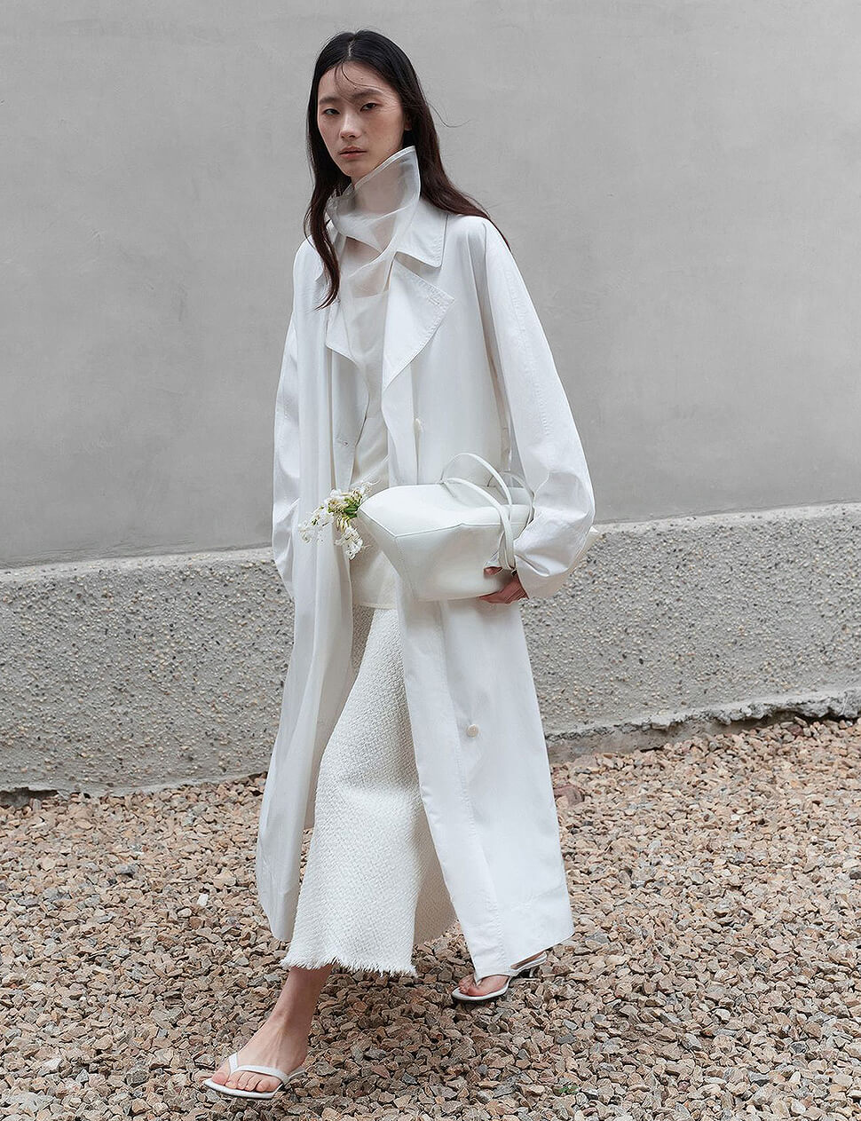 Sheer Organza Funnel Neck Top-PREORDER