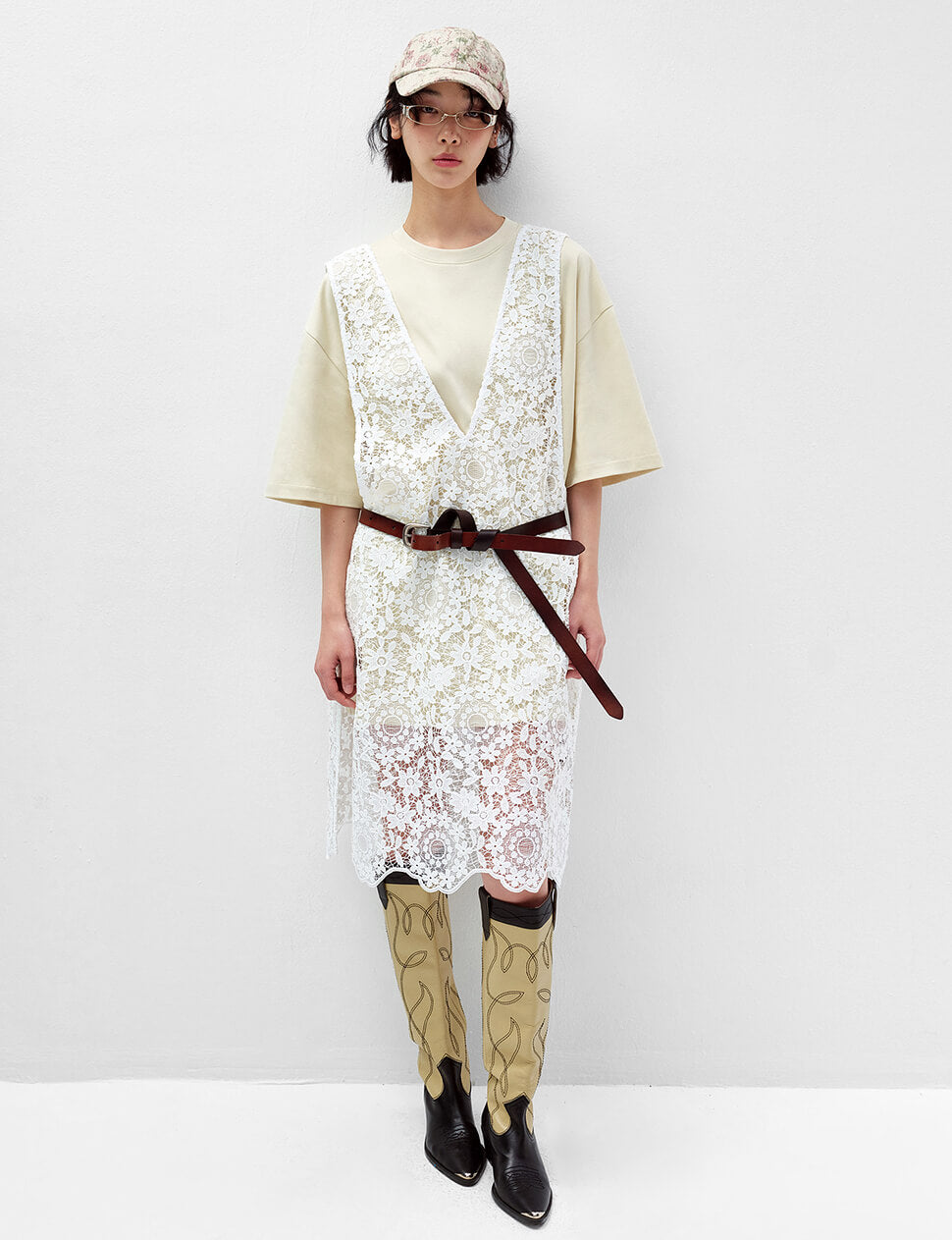 White Floral Lace Tank Dress