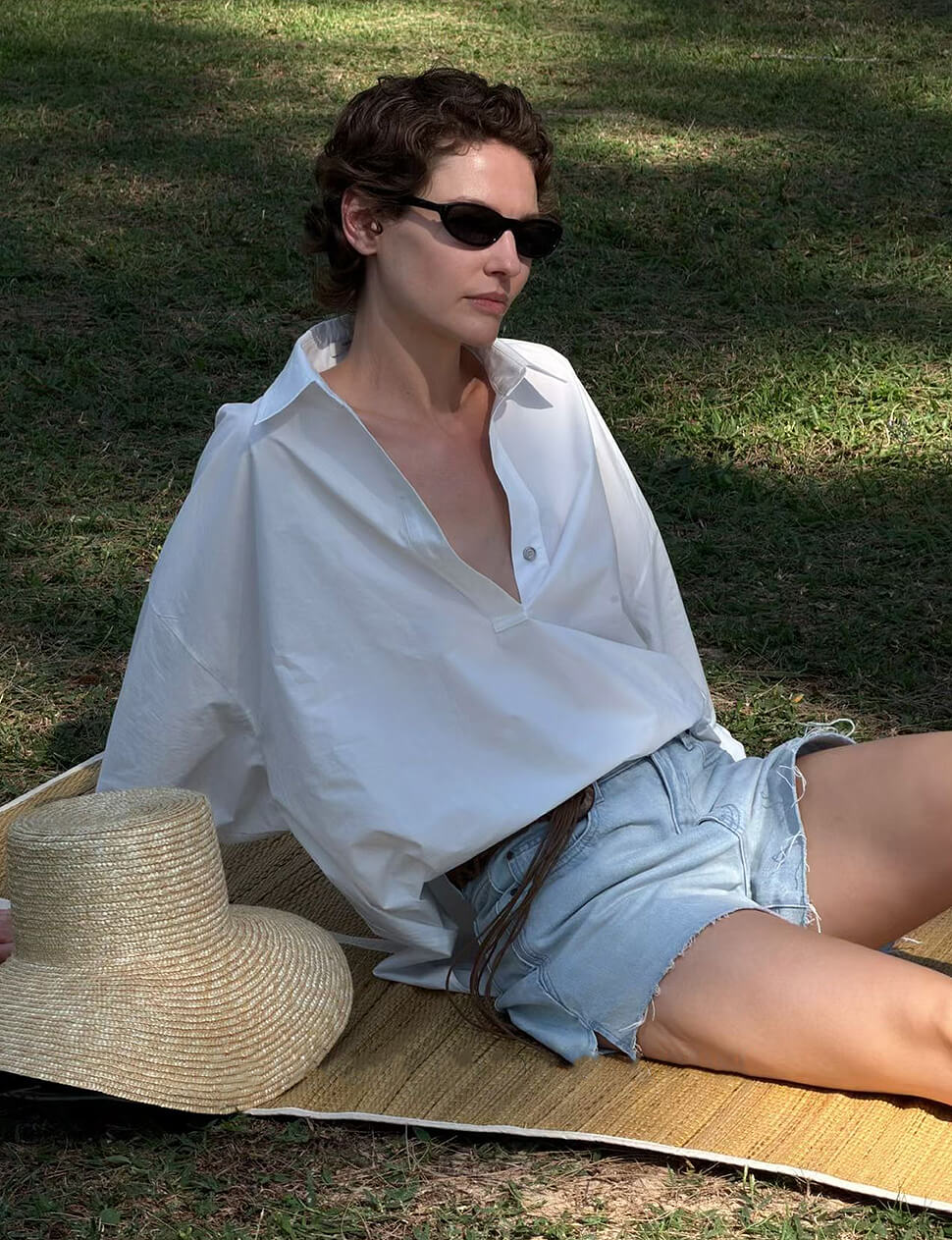 White Oversized Polo Collar Shirt-PREORDER